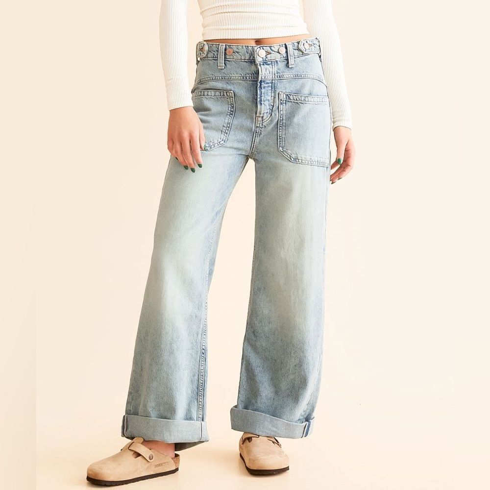 We The Free Sky Blue Wide Leg Jeans